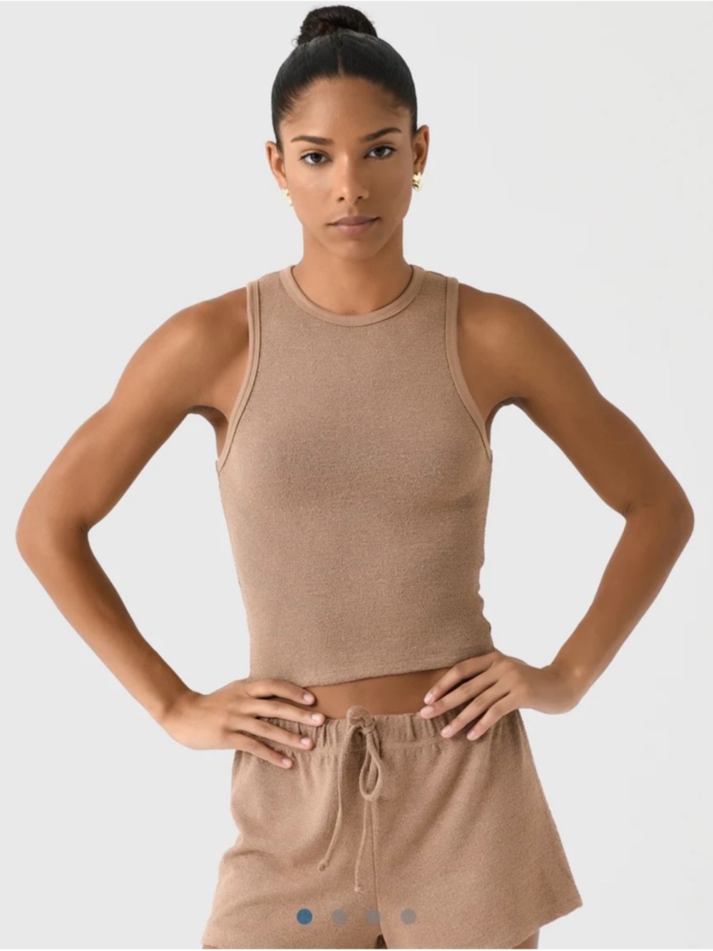 perfectwhitetee Everly Tank Sleeveless Crop  Top in Taupe Sz M NWOT